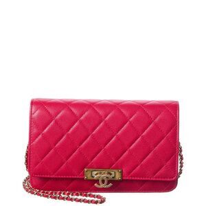 Chanel Fuchsia Caviar Quilted Leather Golden Class Wallet On Chain